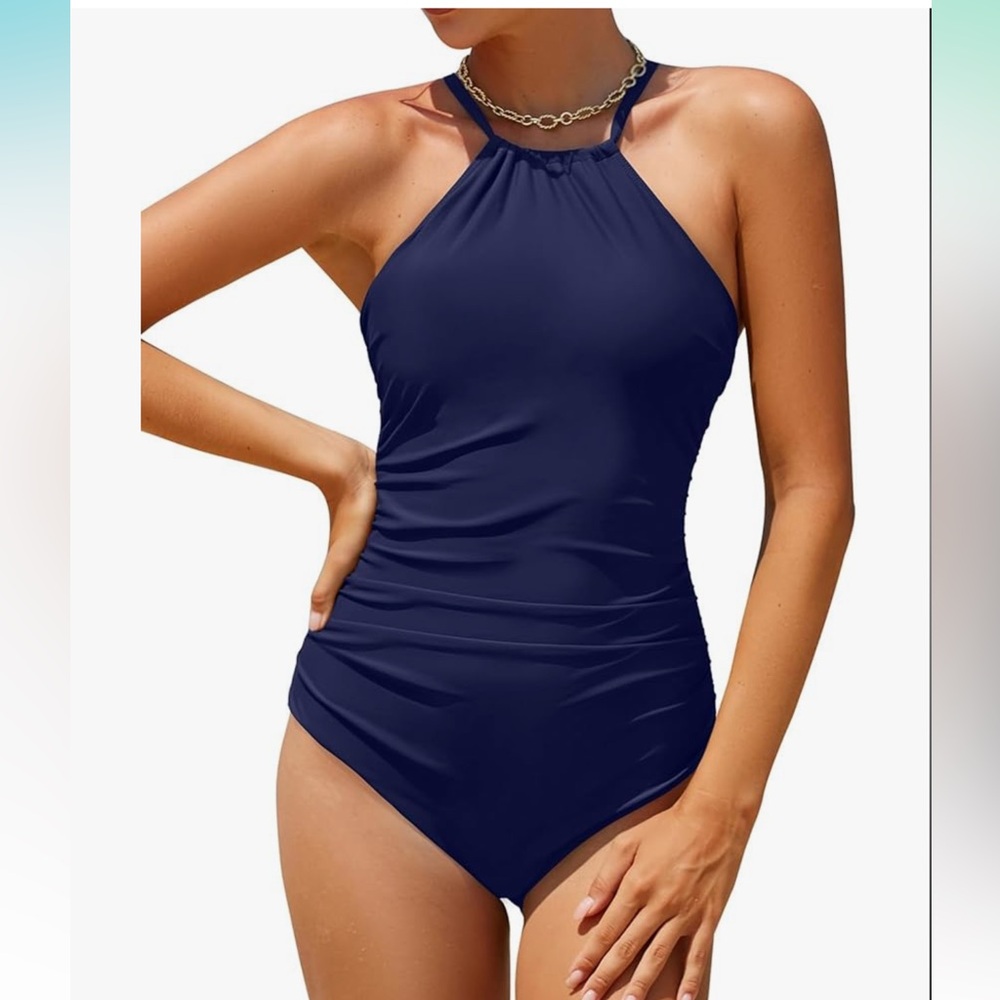 Holipick Women High Neck Swimsuit Tummy Control Criss Cross Swimwear new